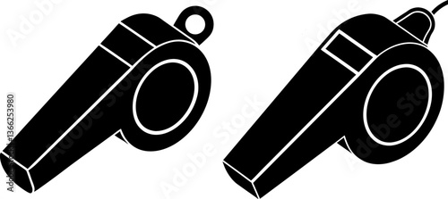 Whistle vectors collection black and white, Vector of black whistle set design