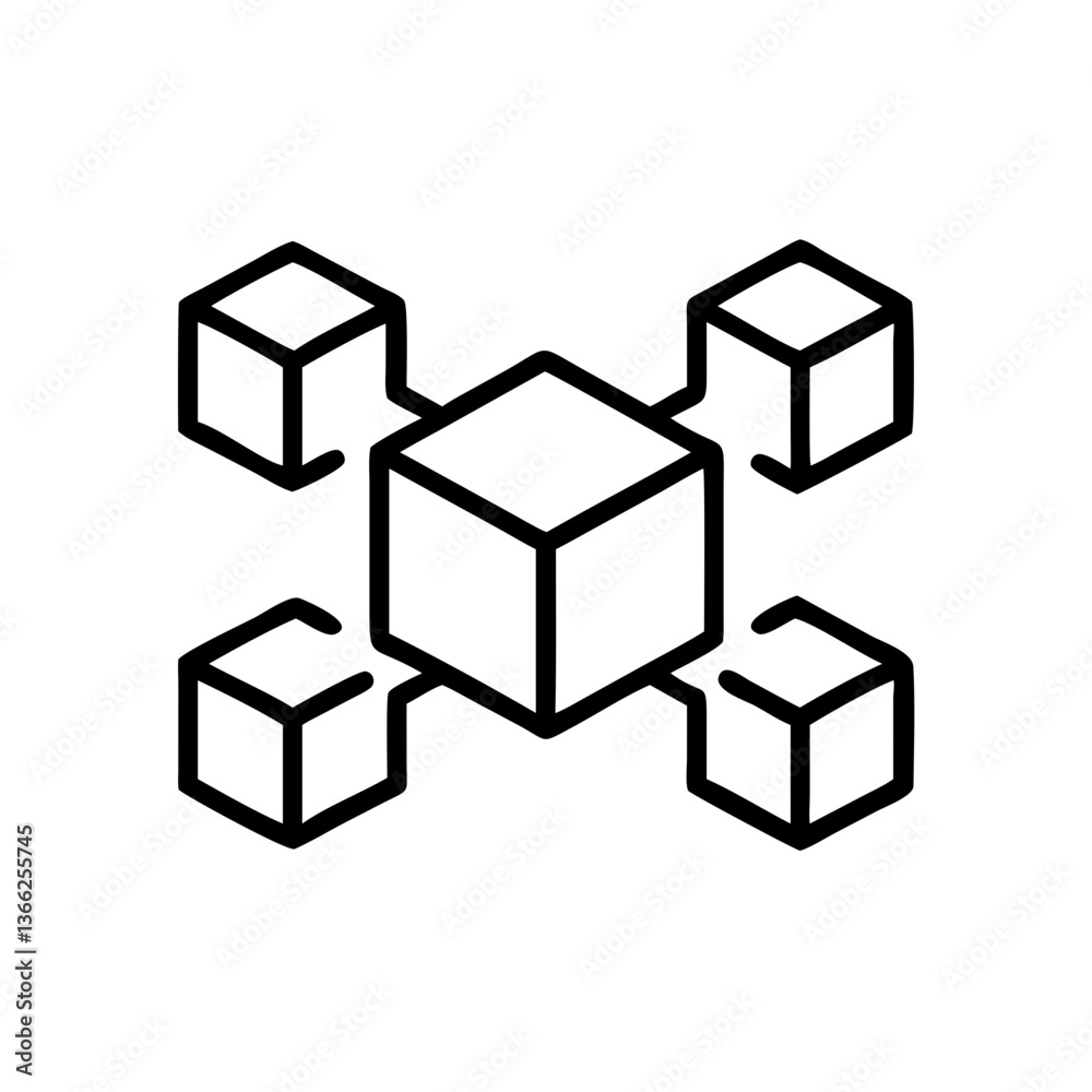Blockchain network icon illustrating decentralized technology Blockchain network icon illustrating decentralized technology