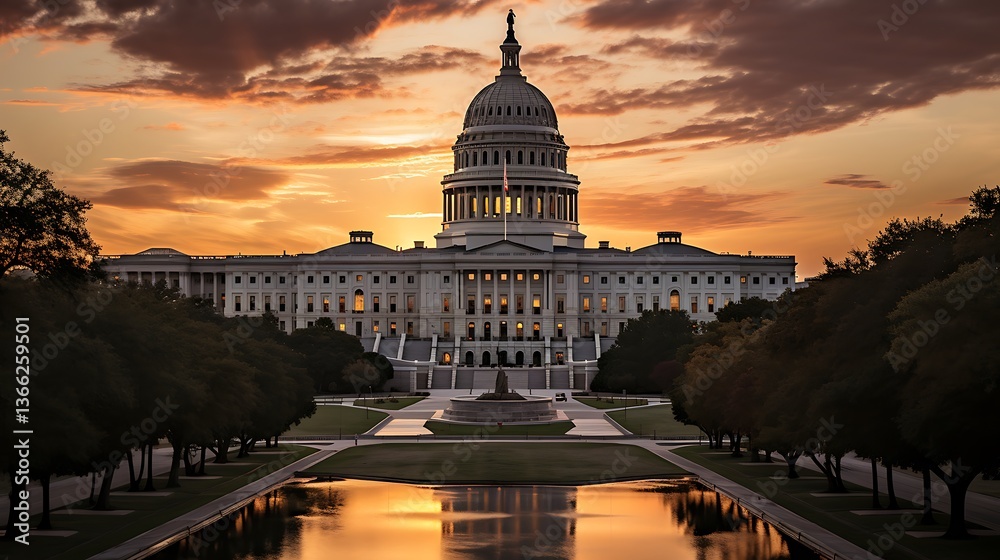 Fototapeta premium Majestic Sunset over the United States Capitol Building