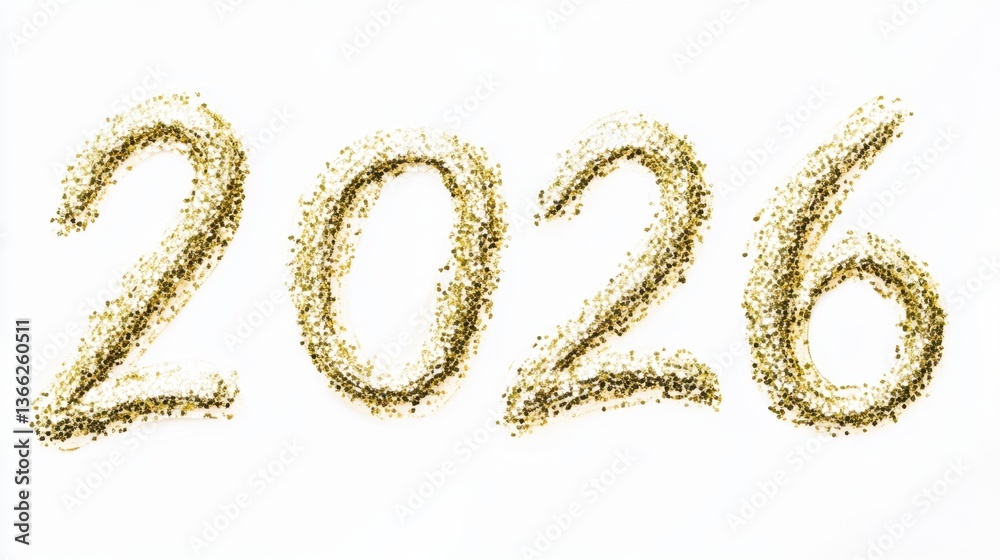 Glittering golden 2026 numerals for celebratory and festive occasions Glittering golden 2026 numerals for celebratory and festive occasions