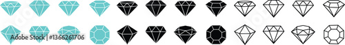 Diamond icon in flat line set. isolated on transparent background