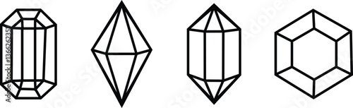 Diamond icon in line set. isolated on transparent background