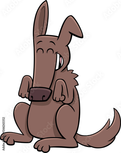 Obraz na płótnie happy cartoon brown dog animal character w salonie