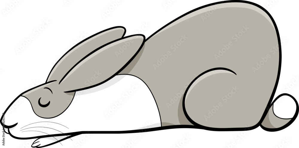 cartoon lying miniature rabbit animal character sleeping