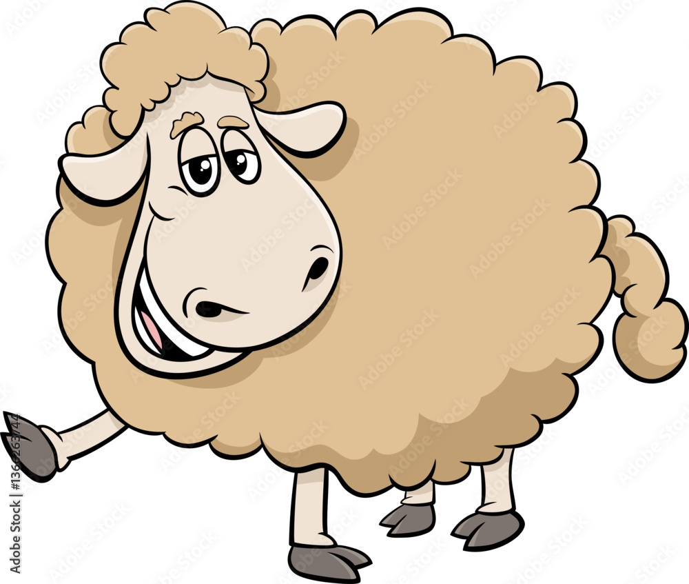 funny cartoon sheep farm animal character