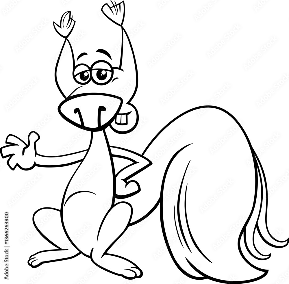funny cartoon squirrel comic animal character coloring page