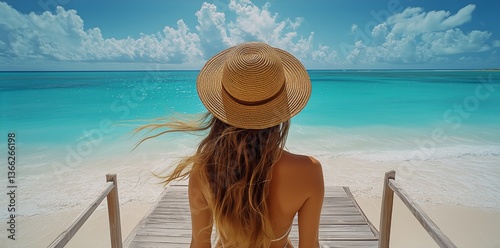 Relaxing by the Turquoise Ocean on a Sunny Day at the Beach