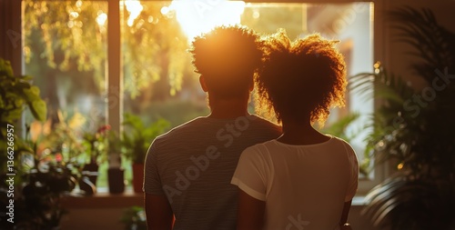 Couple Enjoying Sunset View From Their Home During a Warm Evening