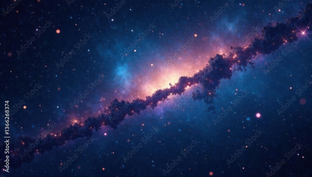 Fototapeta premium Celestial scene with twinkling stars on inky blackness, night sky, celestial, dark background