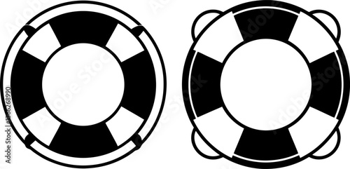 Lifebuoy vectors collection black and white, Vector of black lifebuoy clipart set design