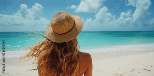 Relaxing by the Turquoise Ocean on a Sunny Day at the Beach