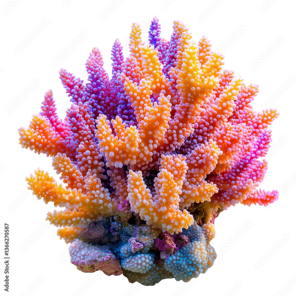 Fototapeta premium Vibrant Coral Reef Isolated on Transparent Background for Design Use