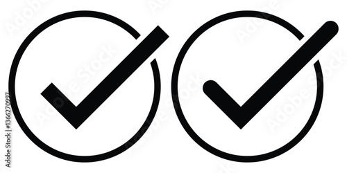 Checkmark icon for apps and websites. Tick mark, Right symbol. Correct, approved, accept, verified symbol. Black verified badge icon. Confirmed profile, verification mark.  Quality badge vector set.