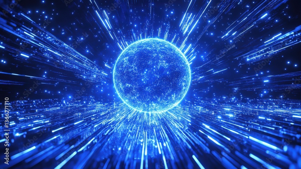 Fototapeta premium Abstract Digital Sphere with Light Rays