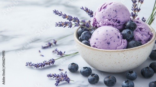 Fresh Lavender Blueberry Sorbet in a Bowl