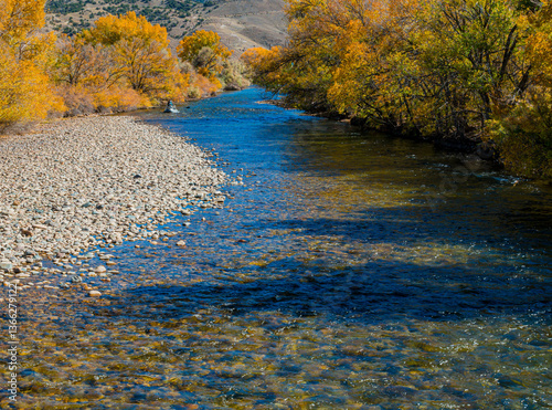 Fall Color and Fishermen on The Arkansas River, Salida, Colorado, USA
