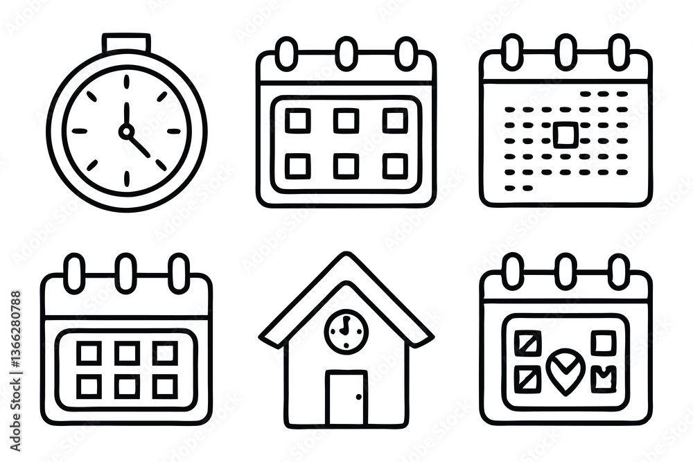 time date and address concept editable stroke out time date and address concept editable stroke out