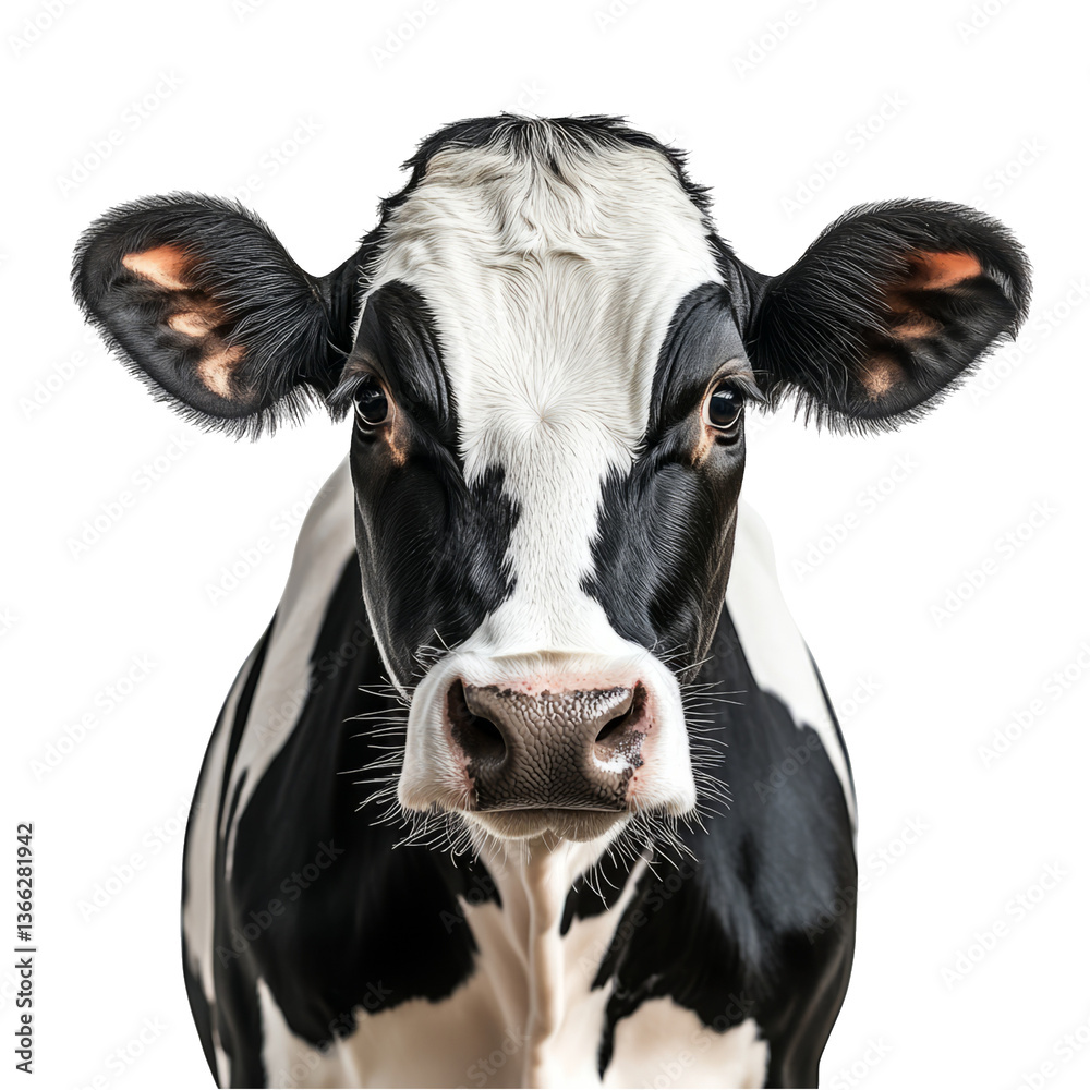 Realistic Cow Portrait Isolated on Transparent Background for Design Realistic Cow Portrait Isolated on Transparent Background for Design