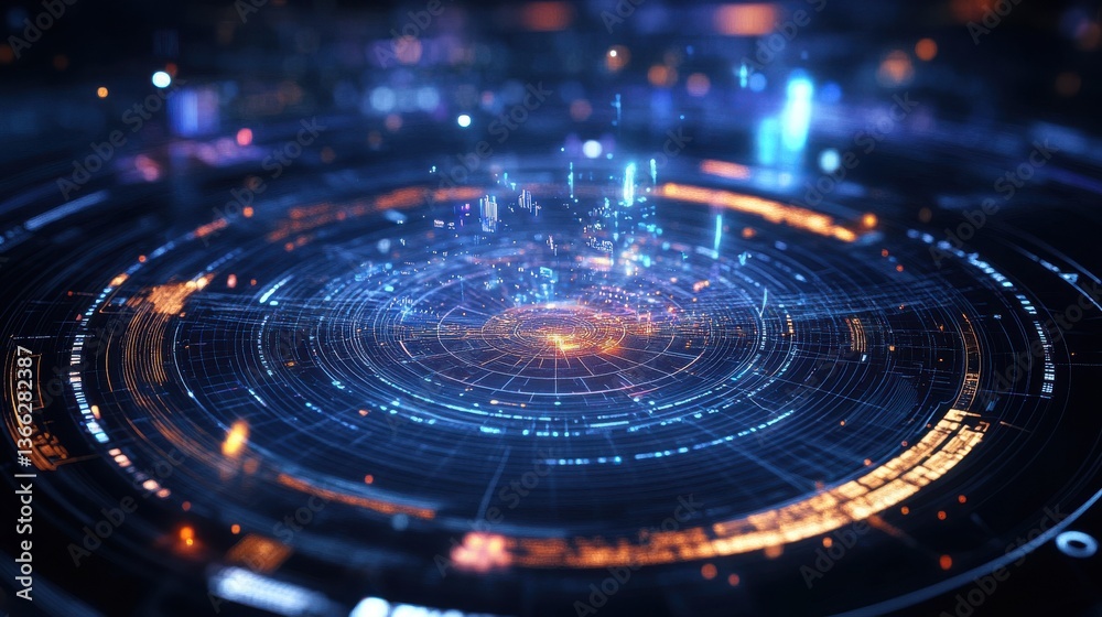 Abstract Futuristic HUD Interface Digital Data Network, Technology Background Abstract Futuristic HUD Interface Digital Data Network, Technology Background