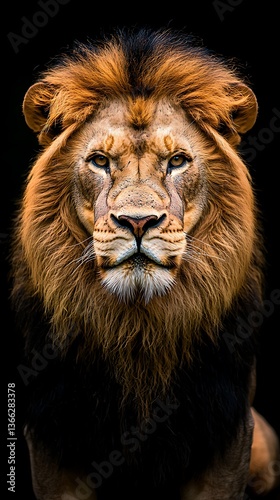Majestic Lion Portrait with Dark Background.