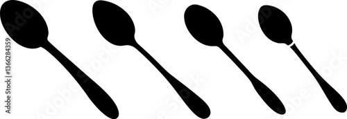 Spoon vectors collection black and white, Vector of table spoons set design