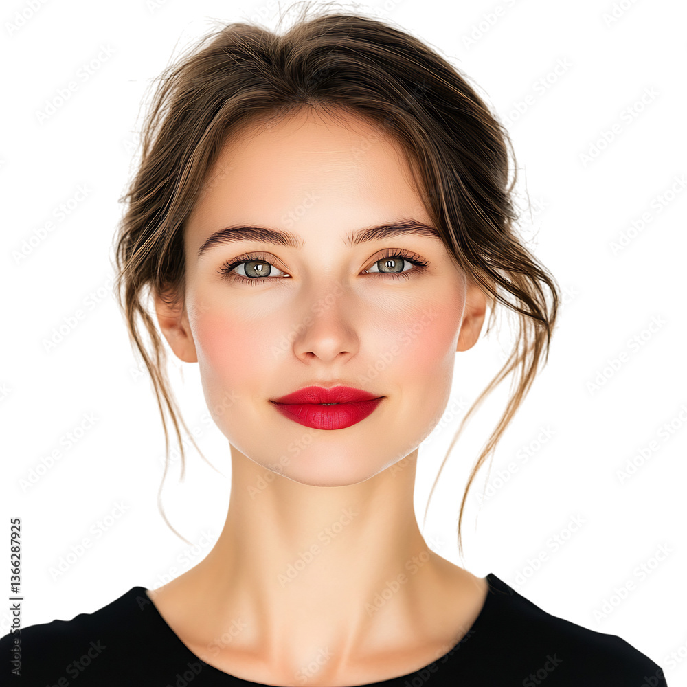 A Woman with Smug Expression and Curled Lips Isolated on Transparent Background