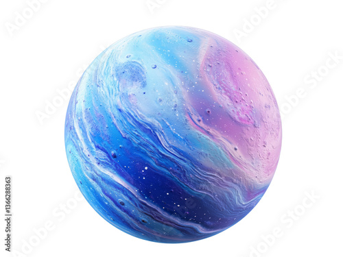 3D Realistic Cartoon Cute Planet isolated on transparent background.