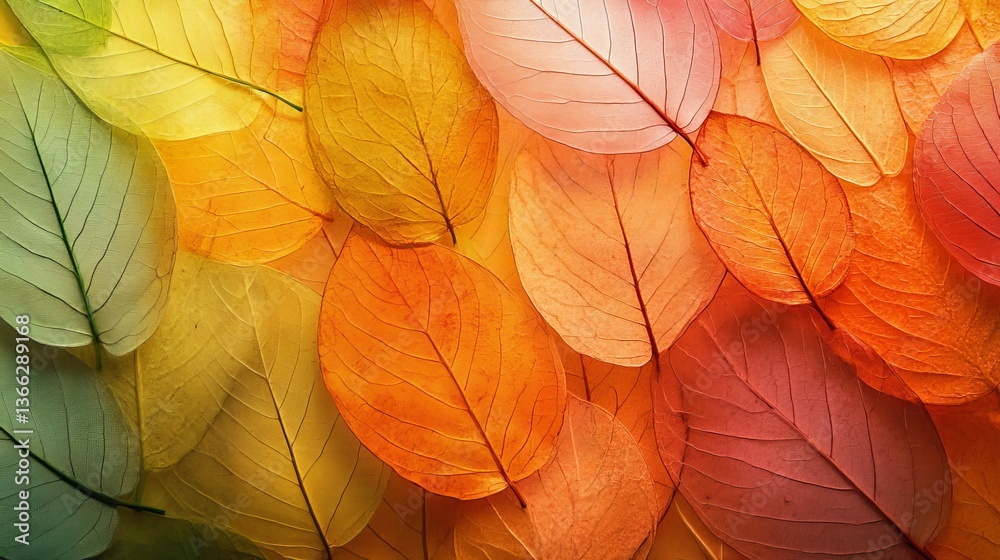 Fototapeta premium Autumn Colored Fall Leaf Texture on Transparent Background
