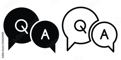Chat question and answer icon set. FAQ sign. Tick, question, information and answers mark. Question mark icon set. Bubble question, ans icon. Help peech bubble. Vector illustrator