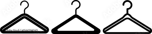 Wooden suit hanger vectors collection black and white, Vector of coat hanger set design