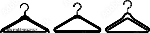 Wooden suit hanger vectors collection black and white, Vector of coat hanger set design