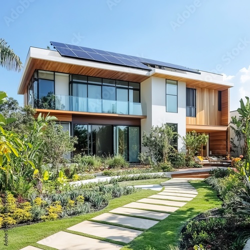modern house with garden