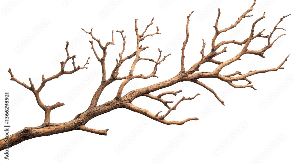 Bare tree branch, brown dry wood texture, nature detail, cut out transparent Bare tree branch, brown dry wood texture, nature detail, cut out transparent
