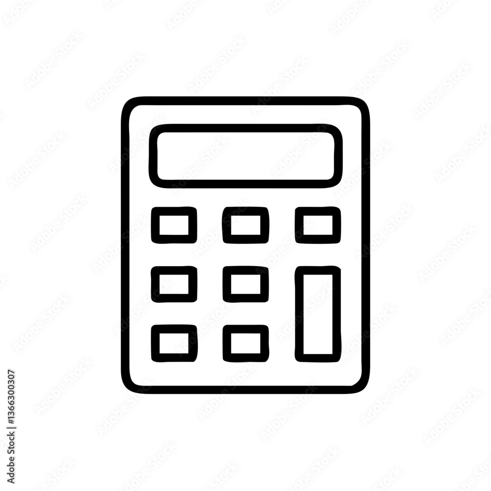 Simple Calculator Outline Icon on White Background Simple Calculator Outline Icon on White Background