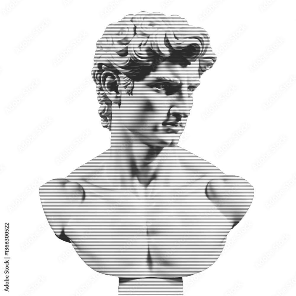 Glitch effect on a classical bust. Digital distortion and cyberpunk aesthetic. Perfect for modern, abstract, and futuristic designs. Glitch effect on a classical bust. Digital distortion and cyberpunk aesthetic. Perfect for modern, abstract, and futuristic designs.