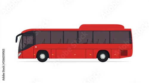 Red Modern Tour Bus Illustration on White Background for Travel Concept