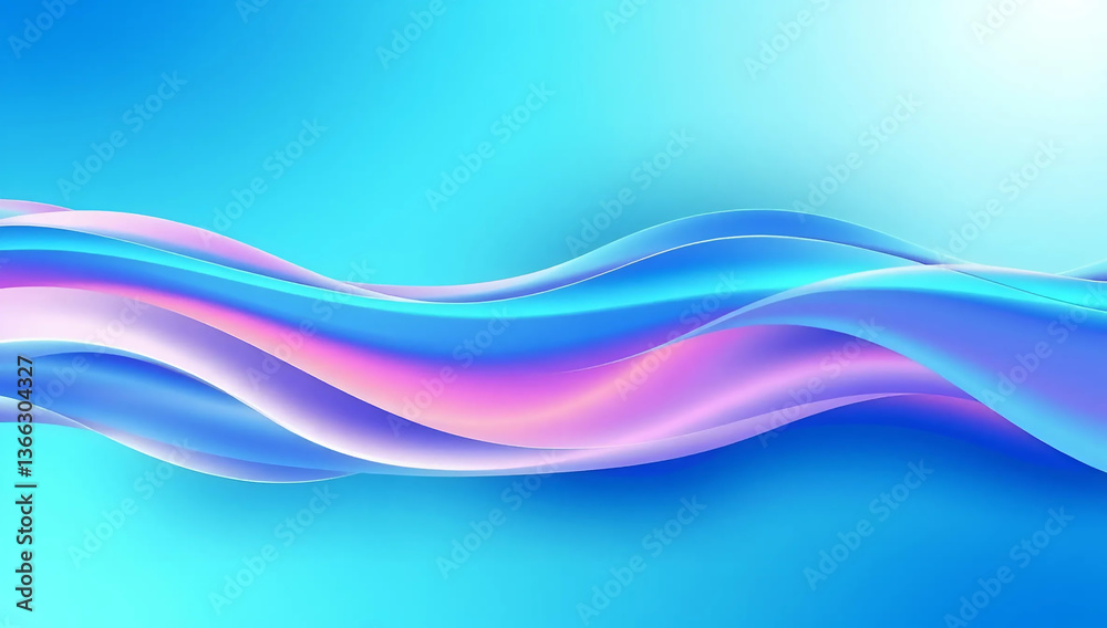Fototapeta premium Abstract Blue Wavy Background with Smooth Flowing Curves and Gradient Effects
