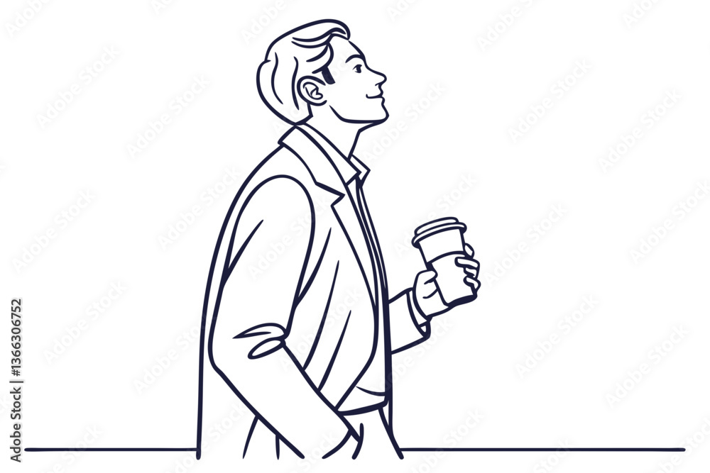 Businessman Holding Coffee Cup Vector Art Businessman Holding Coffee Cup Vector Art