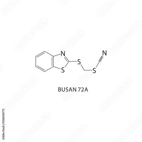 BUSAN 72A skeletal structure. Industrial Biocide compound schematic illustration. Simple diagram, chemical formula.