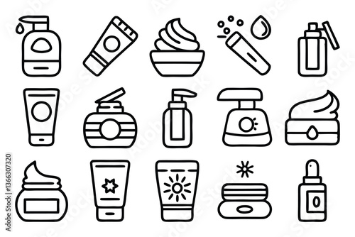 skin care editable stroke outline icons set