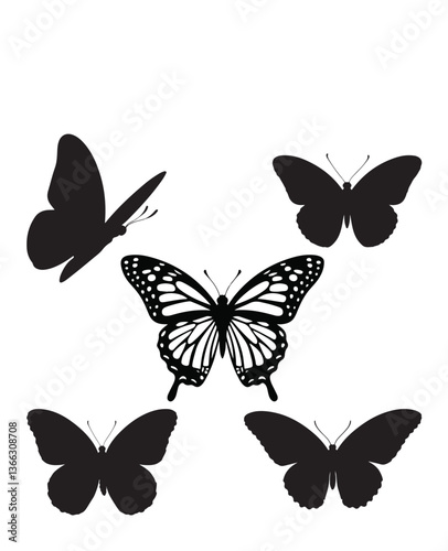 Wallpaper Mural Black and White Butterfly Silhouette Torontodigital.ca