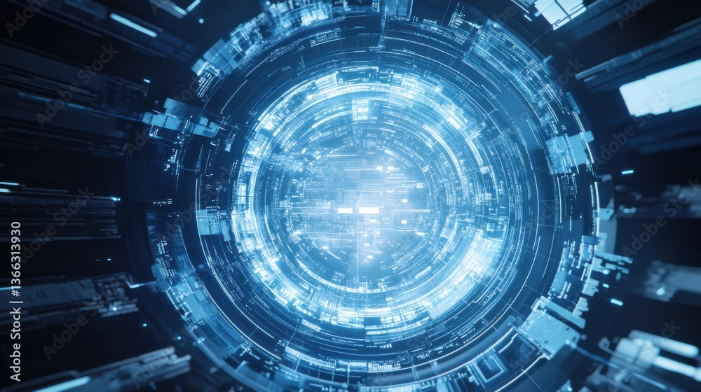 Obraz premium An AI powered system optimizing cloud computing resources by analyzing real time workload data and infrastructure needs, futuristic AI-driven cloud platform, Cloud technology style