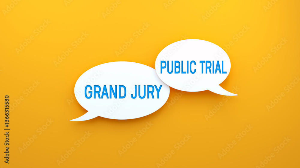 Grand Jury and Public Trial text message on speech bubble. Web banner concept,yellow background illustration