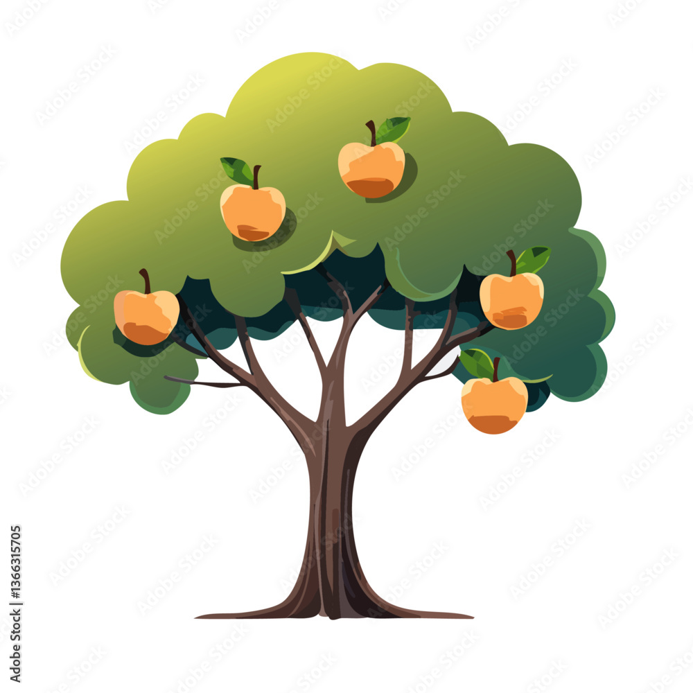 vector illustration of an orange apple tree icon design