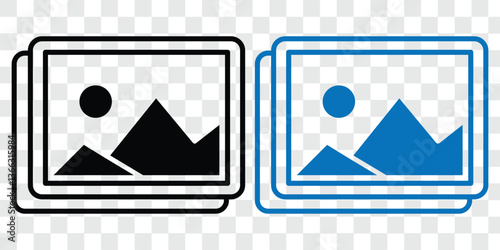 Gallery icon collection isolated. Image icon. Picture symbol. Photo album pictogram. Photo gallery icon symbol. Image icon, picture symbol. photo signs. vector illustration