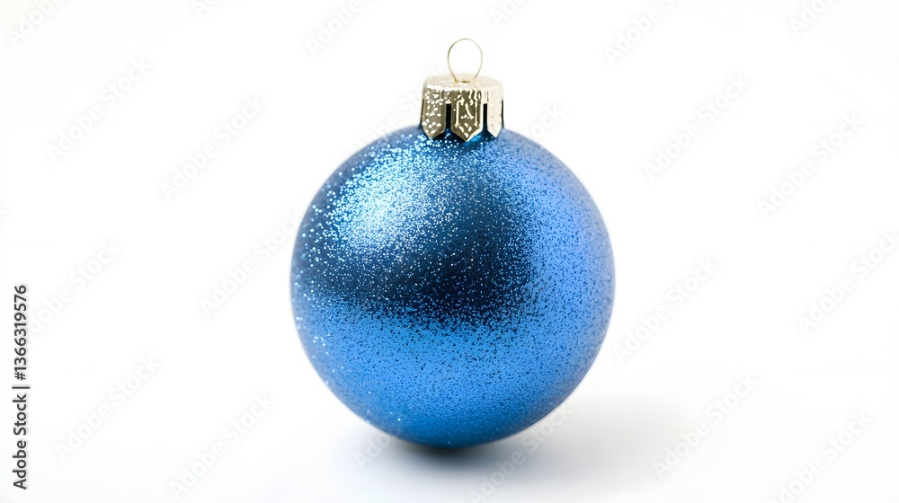 Elegant Blue Christmas Ball Bauble Isolated on White Background for Festive Decor