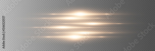 Flashes and glare of gold color, glove line.Neon light.Abstract light background.Vector.