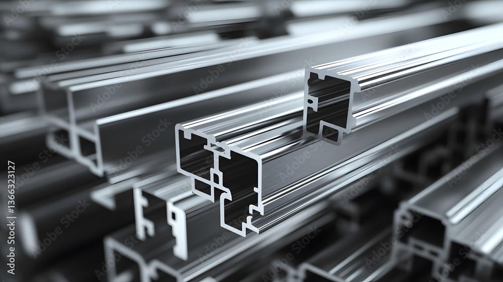 Obraz premium Professional Cross Sections of Extruded Aluminum for Industrial Use