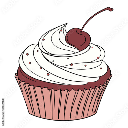 red velvet cupcake with cherry on top