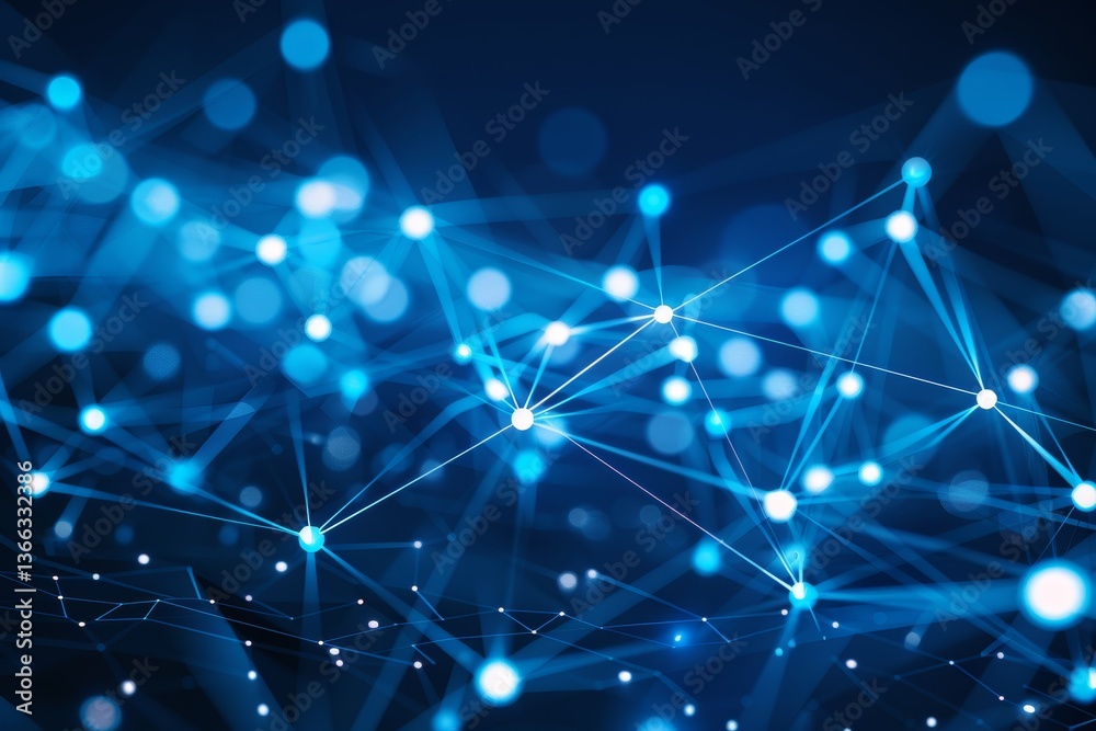 Obraz premium Ai driven data processing visualization abstract algorithm with interconnected nodes in neon colors